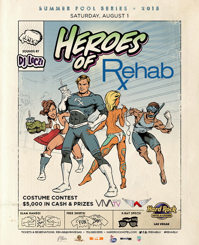super heroes of rehab pool party